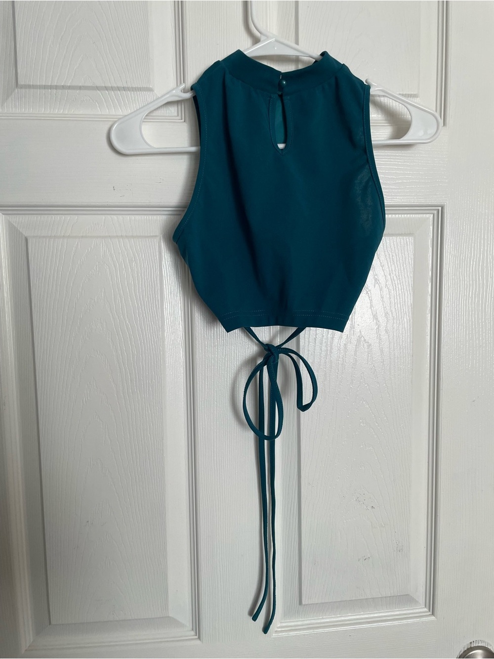 Sleeveless Teal Crop Top with Back Tie size XS/S